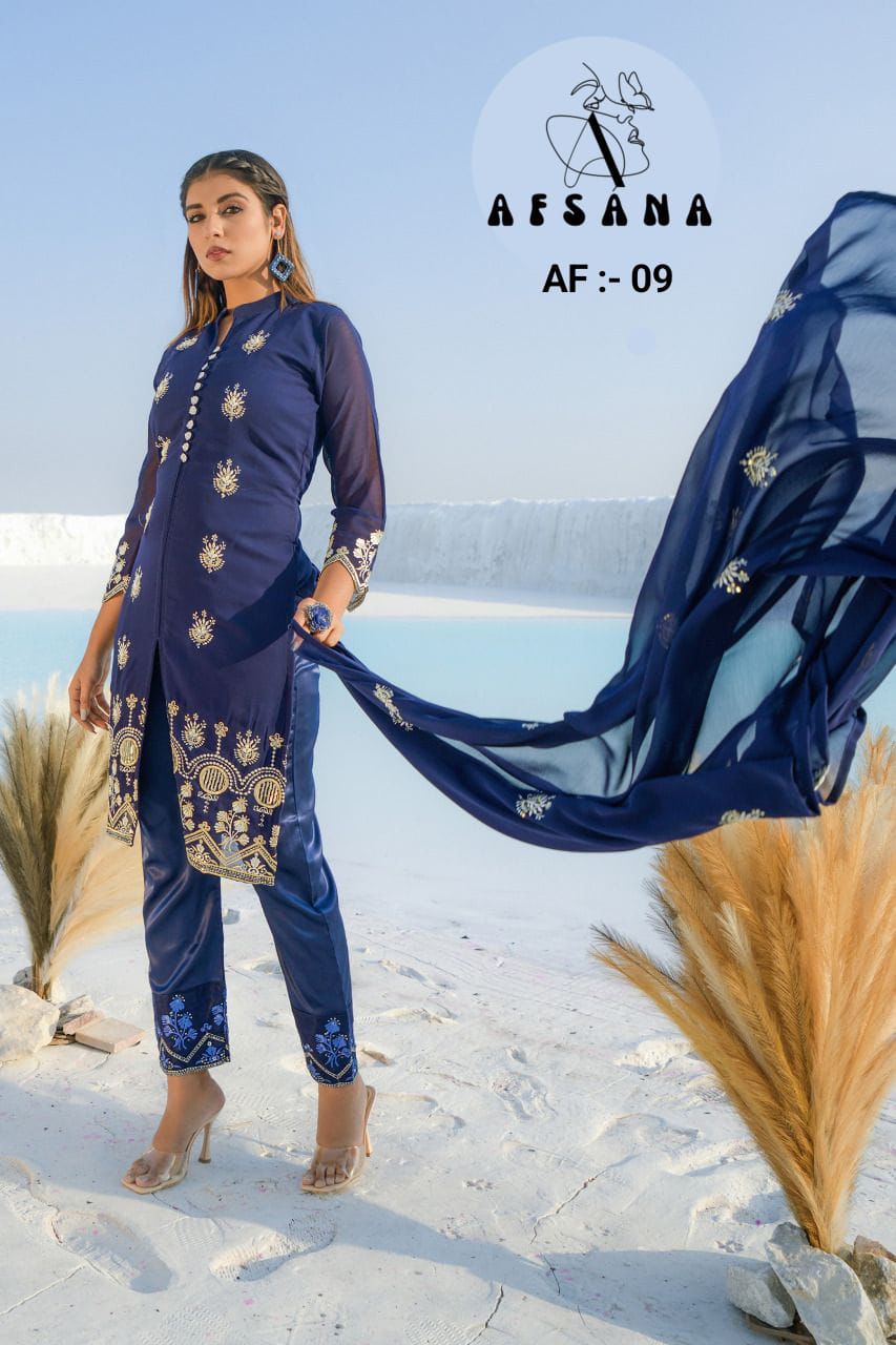 AFSANA SF 9 Fancy Festive Wear Heavy Georgette Pakistani Suit Collection